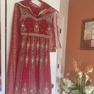 Red embroidered classic Indian Suit for wedding party wear